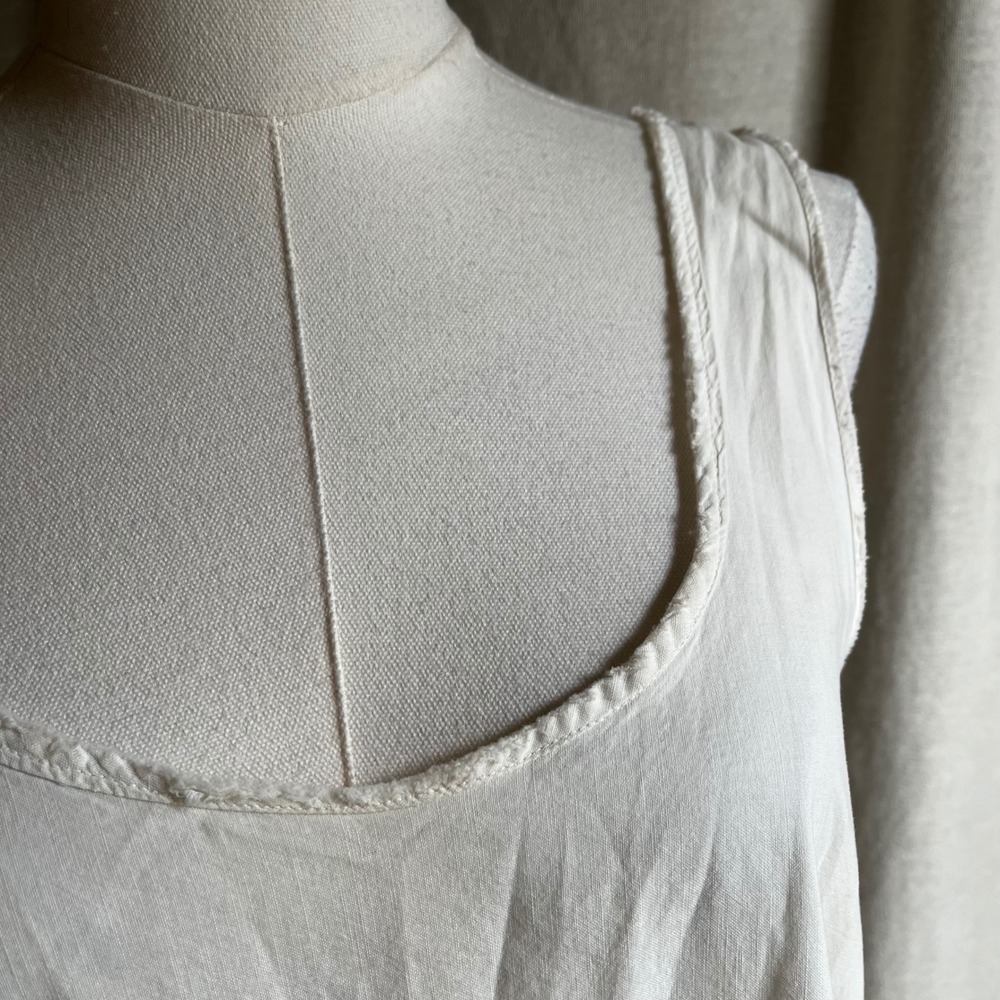 Vintage 1930s 1940s White Cotton Prairie Slip Dress Minimalist Nightgown M/L - Picture 5 of 6